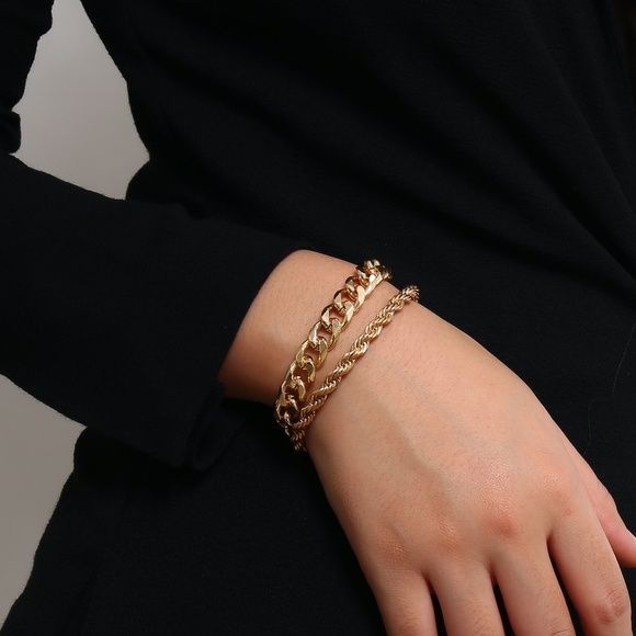 **RAYA* 2-Pc Gold Chain Style Fashion Bracelet Set - Picture 2 of 8